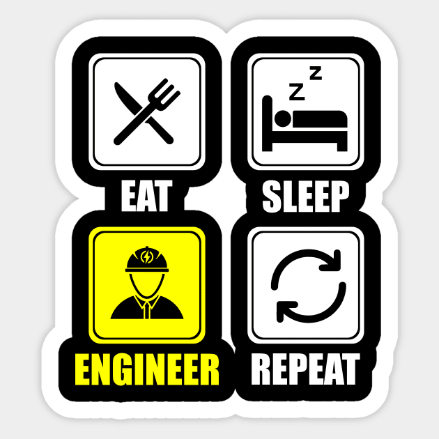 Cute Eat Sleep Engineer Repeat Engineering Funny Sticker by theperfectpresents